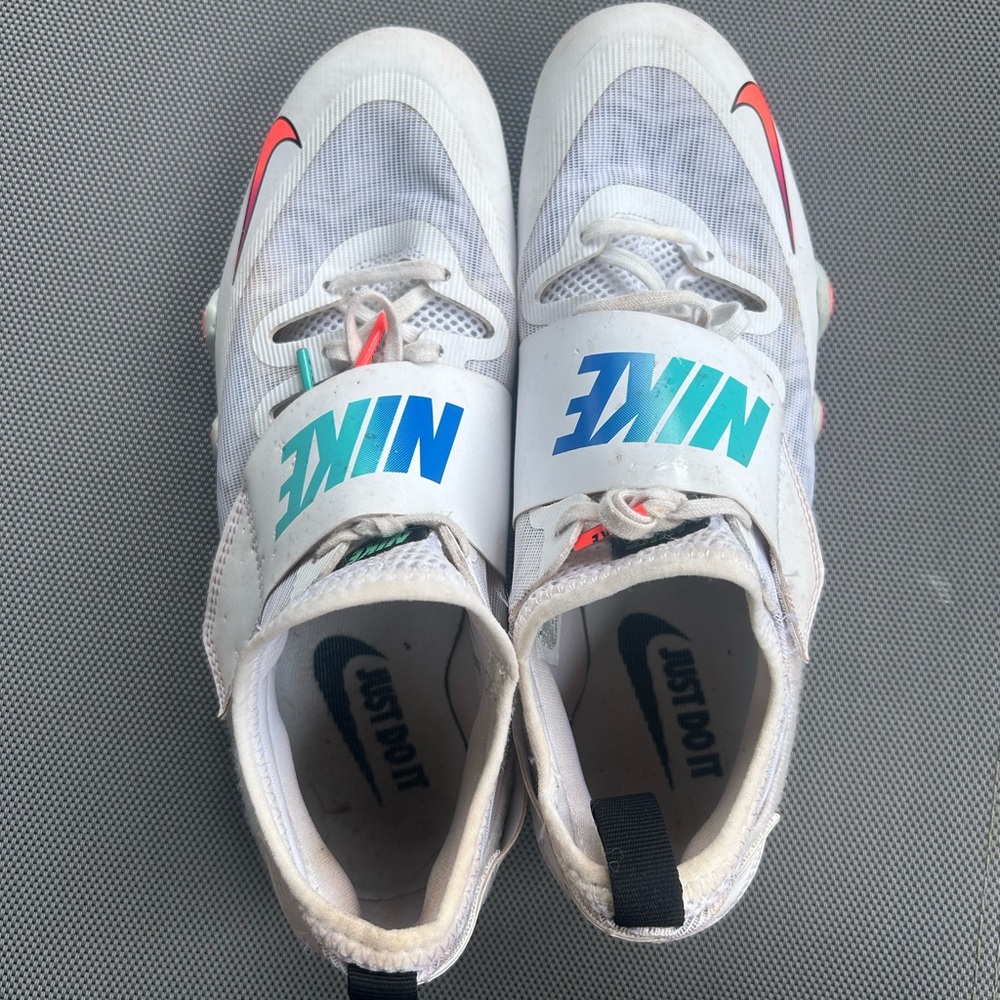 Nike White and Blue Sports Shoes with Red Accents